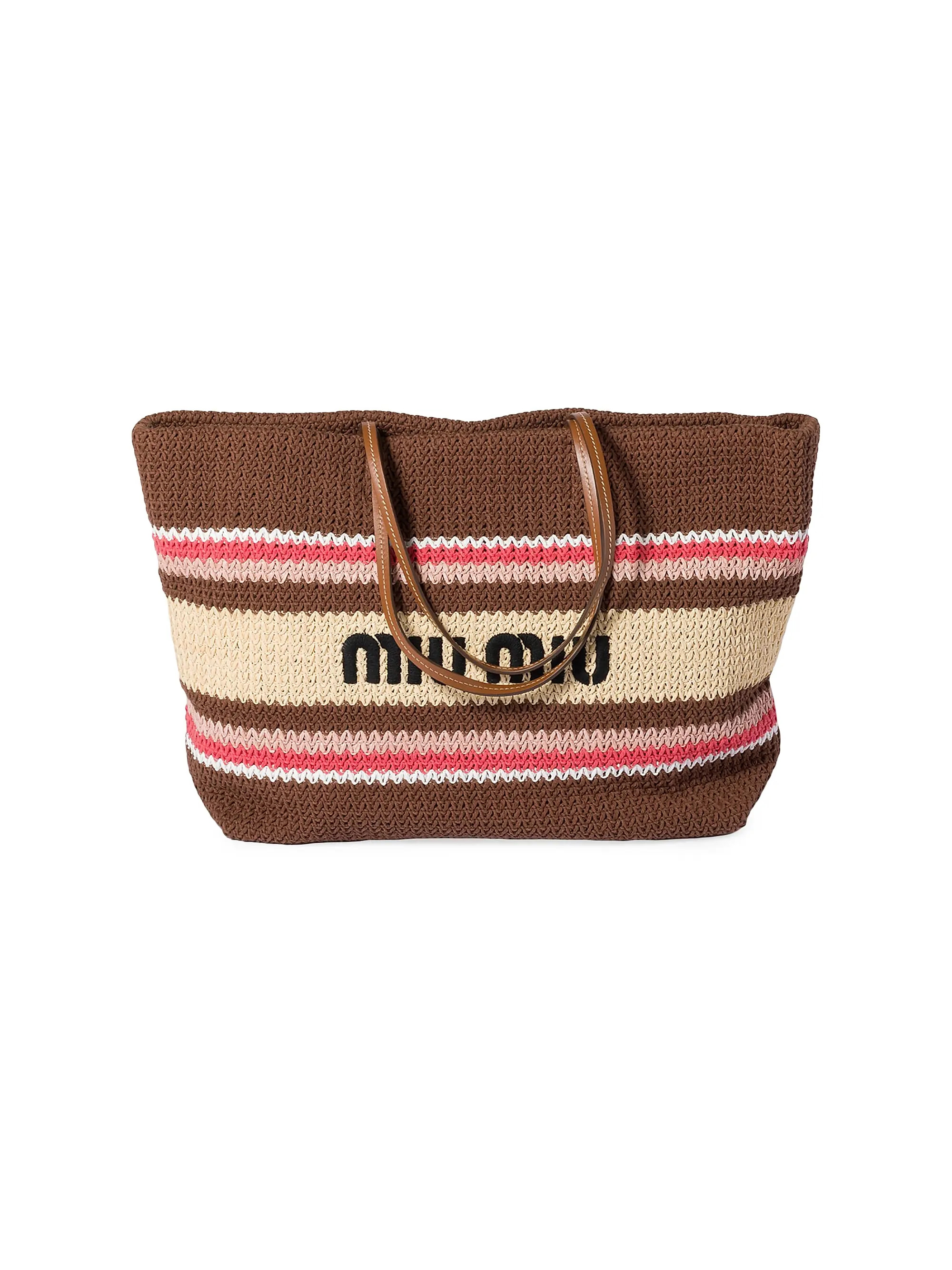 Miu Miu Raffia-Effect Woven Shoulder Bag | Saks Fifth Avenue | Saks Fifth Avenue