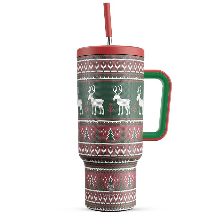 Meoky 40 oz Christmas Tumbler with Handle and Straw, Xmas Tumbler with Lid and Straw, Insulated S... | Amazon (US)