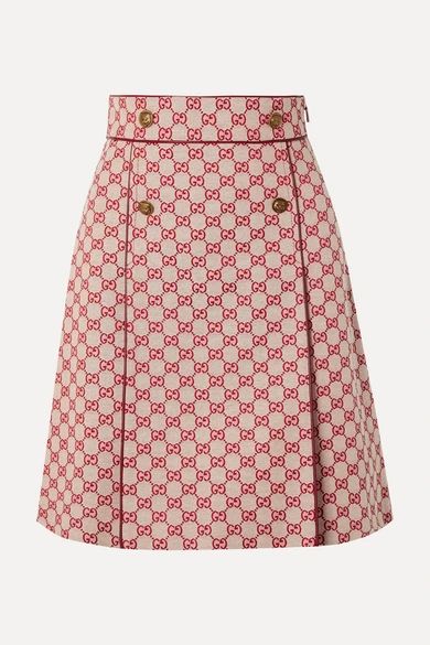 Gucci - Leather-trimmed Cotton-blend Canvas Mini Skirt - Beige | NET-A-PORTER (UK & EU)