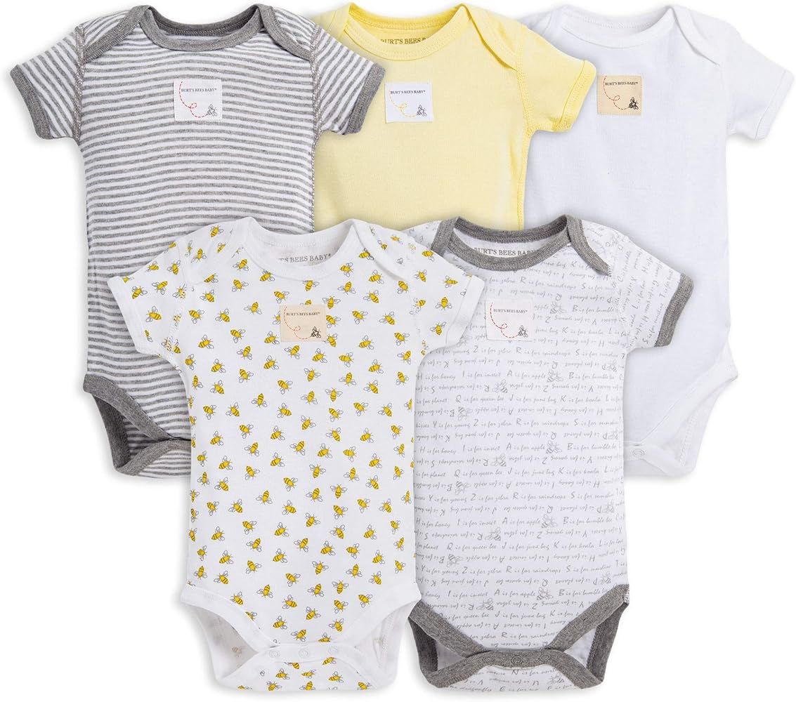 Burt's Bees Baby Unisex Baby Bodysuits, 5-Pack Short & Long Sleeve One-Pieces, 100% Organic Cotto... | Amazon (US)