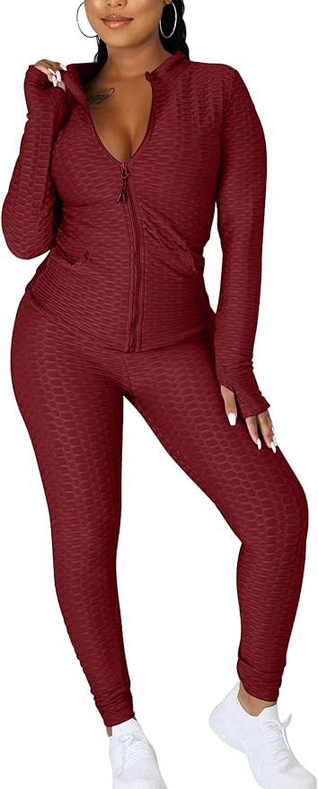cailami Women's Long Sleeve Top GYM Legging Pants Set 2 Piece Tracksuit Workout Outfits | Amazon (US)