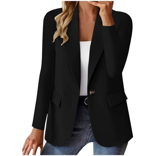 Black Blazer Women Business Casual Open Front Blazers Office Work Lightweight Coats Spring Summer Cardigan Suits | Amazon (US)