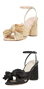 Vimisaoi Chunky Block Heeled Sandals for Women Comfortable Slip On Open Toe Pleated Bow Heel Sand... | Amazon (US)