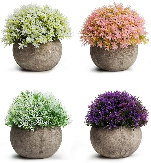 MoonLa Artificial Plants Potted Faux Fake Mini Plant Colorful Flower Topiary Shrubs in Gray Pot f... | Amazon (US)