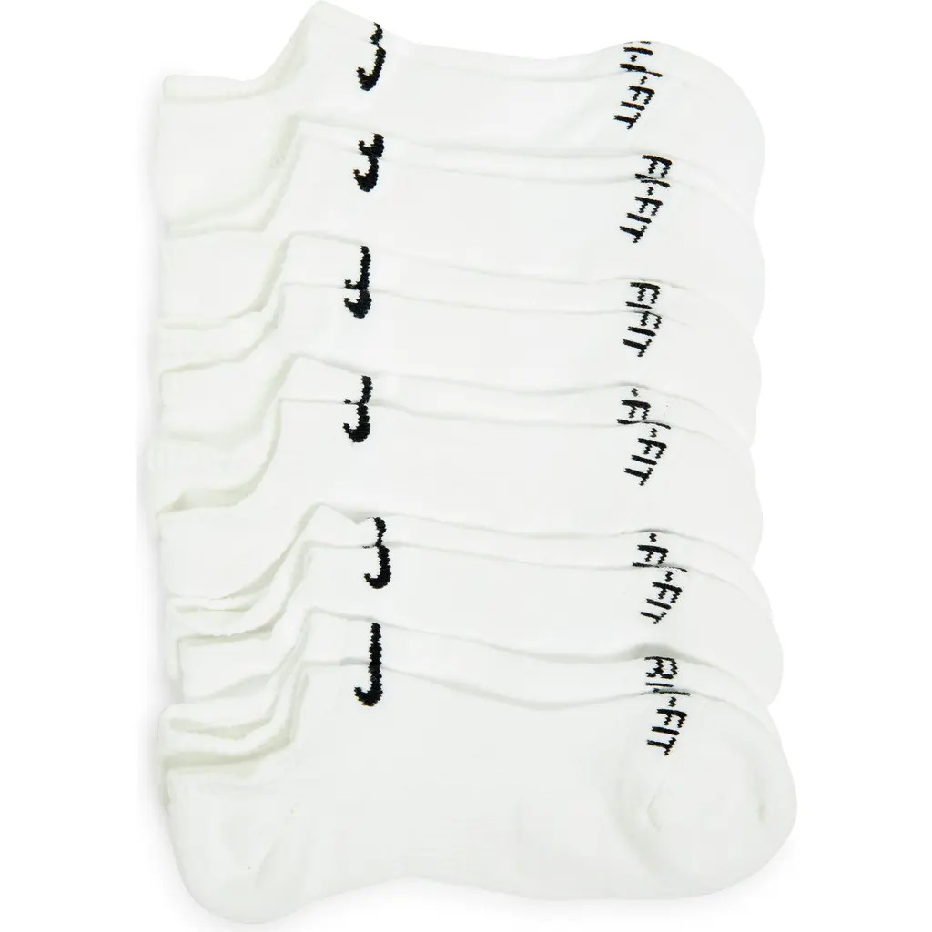 Nike Everyday Plus 6-Pack Cushioned No-Show Socks in White/Black at Nordstrom, Size Small | Nordstrom