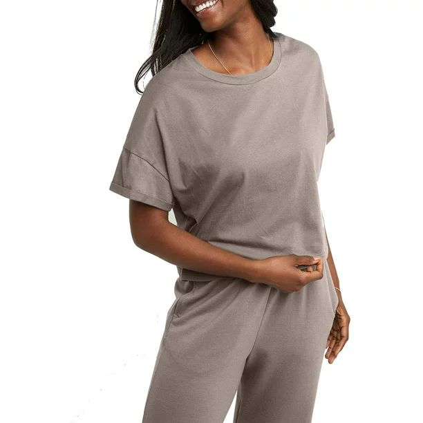 Hanes Originals Women's Rolled Short Sleeve Boxy Crew Tee | Walmart (US)