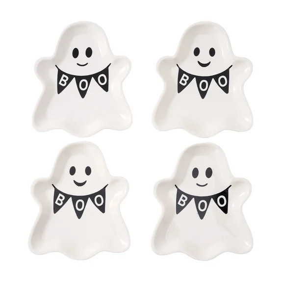 Way to Celebrate Halloween Ghost Stoneware Appetizer Plates, 4-Pack | Walmart (US)
