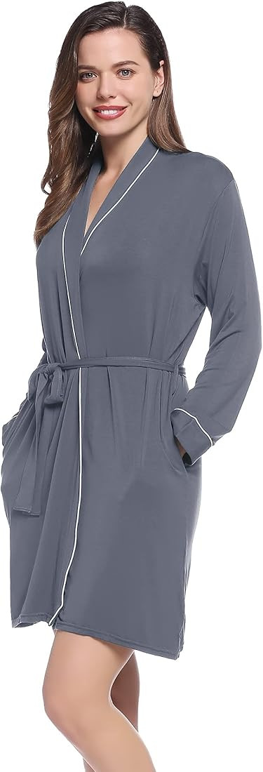 Ultra Soft Robe Thin Absorbent Kimono Bathrobes for Hot Flashes Organic Bathrobe with Pocket Plus... | Amazon (US)