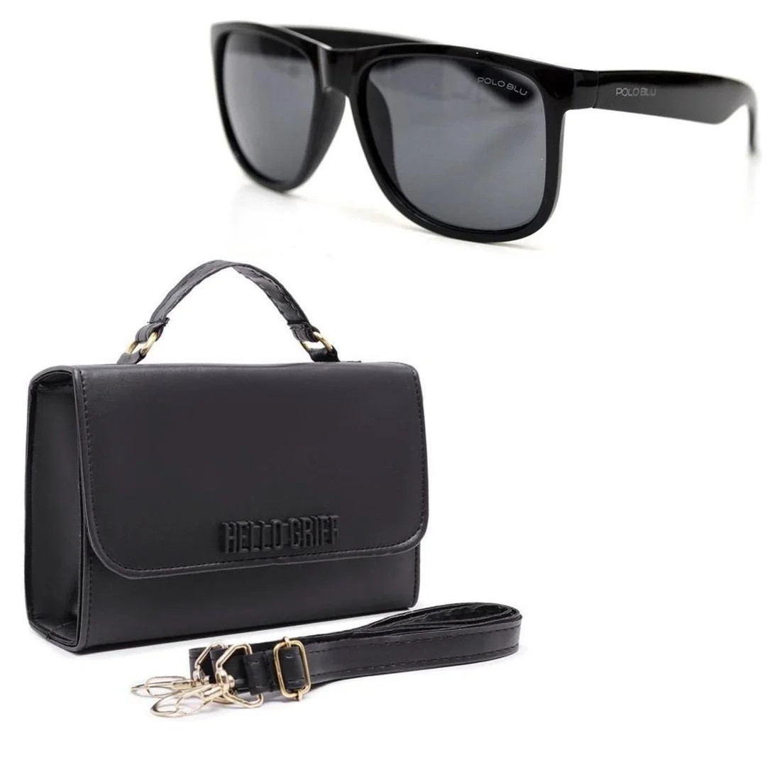 Kit Bolsa Pequena Alça de Mão e Ombro Feminino Com Óculos de Sol Básico - Preto | Zattini (BR)