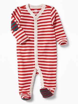 Old Navy Baby Striped Thermal-Knit Footed One-Piece For Baby Red Stripe Size 0-3 M | Old Navy US