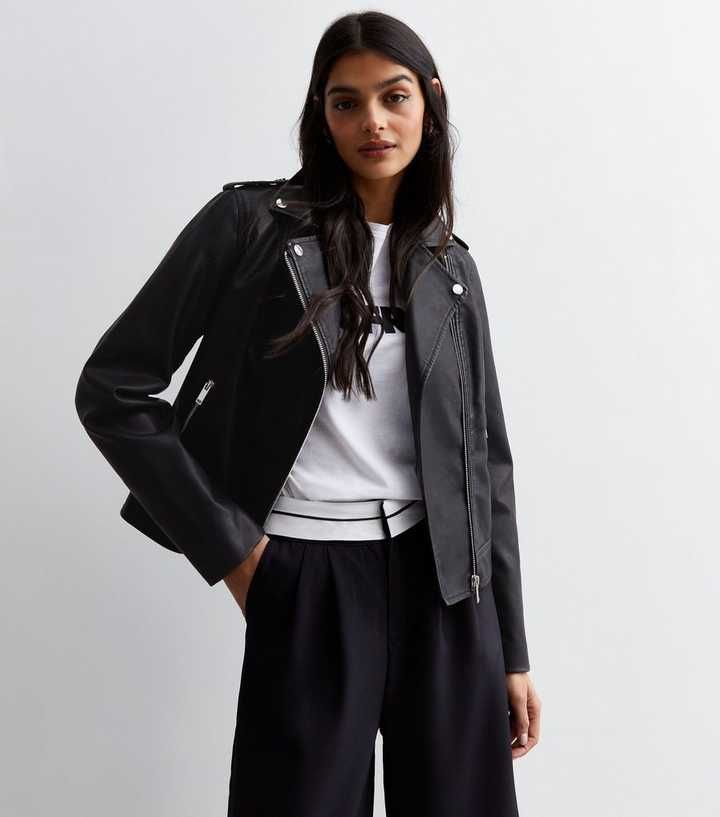 Black Leather-Look Biker Jacket
						
						Add to Saved Items
						Remove from Saved Items | New Look (UK)