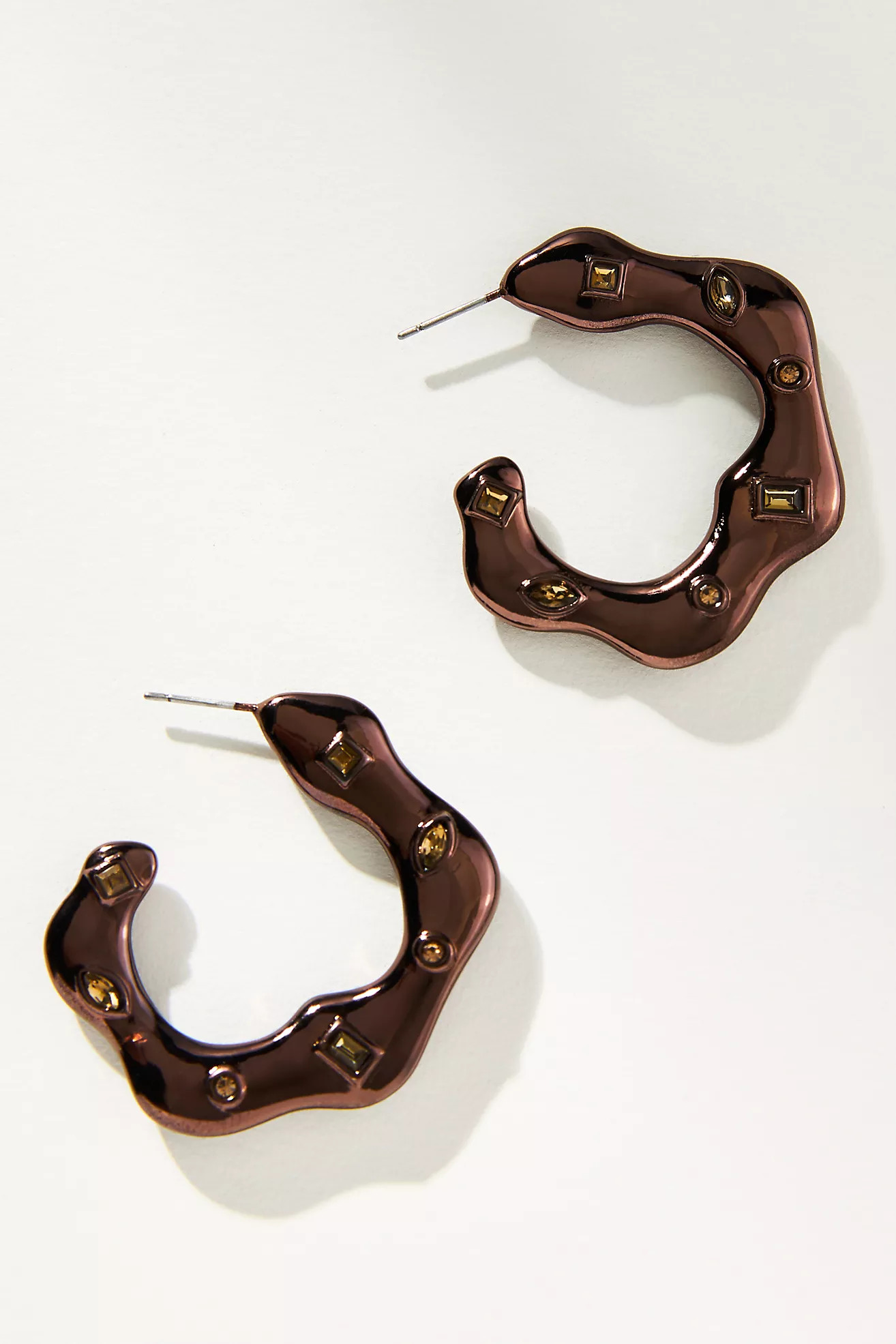 Medium Wavy Stone Hoop Earrings | Anthropologie (US)