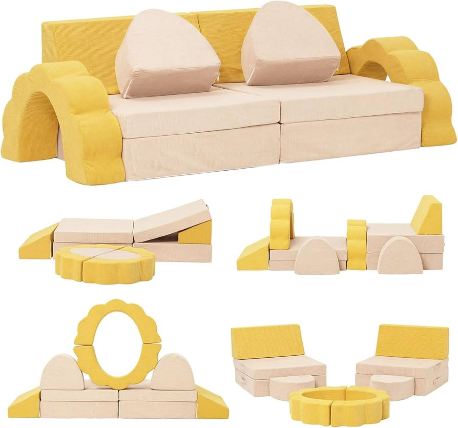 LOAOL Kids Couch 10PCS Toddler Couch, Modular Kids Play Couch for Playroom, Multifunctional Foam ... | Amazon (US)