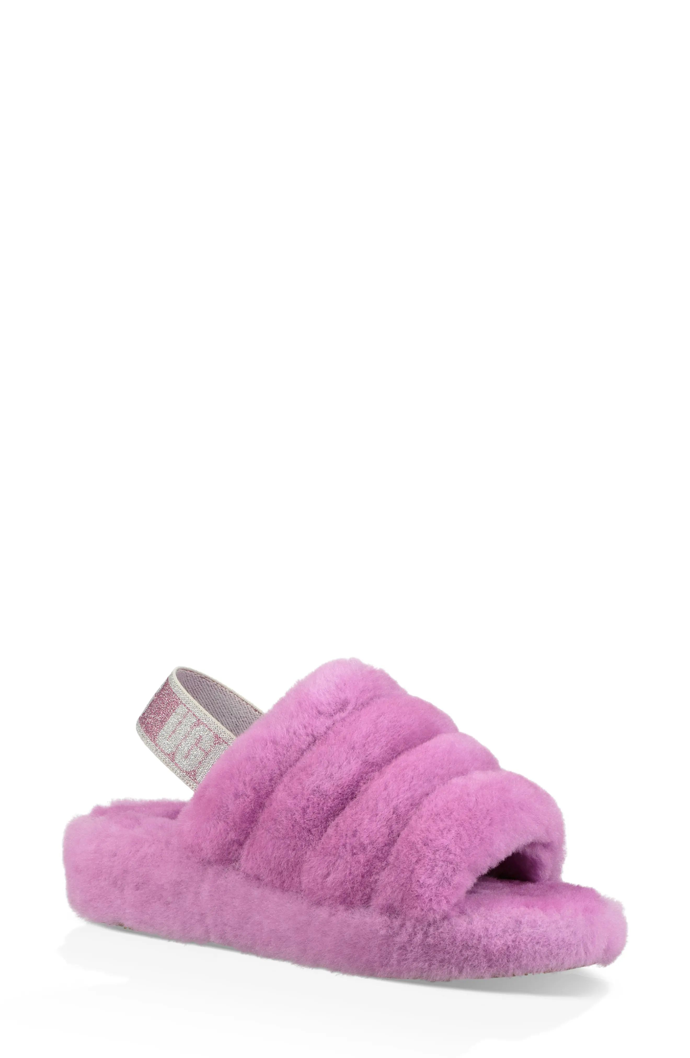 Women's Ugg Fluff Yeah Genuine Shearling Slipper, Size 8 M - Purple | Nordstrom