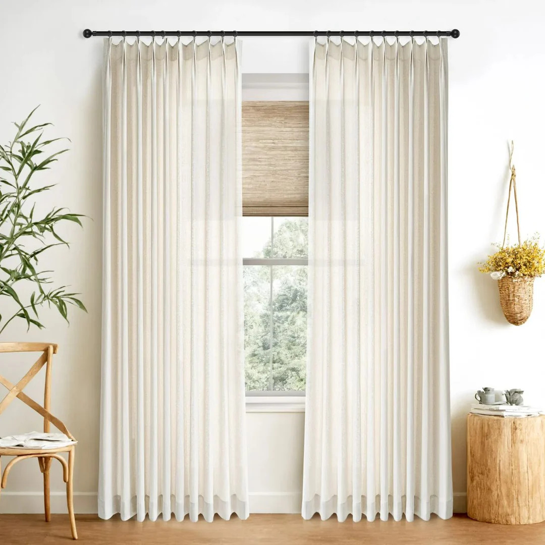 Airo Rattan-textured Breathable Sheer Curtains Pinch Pleated | Homerilla