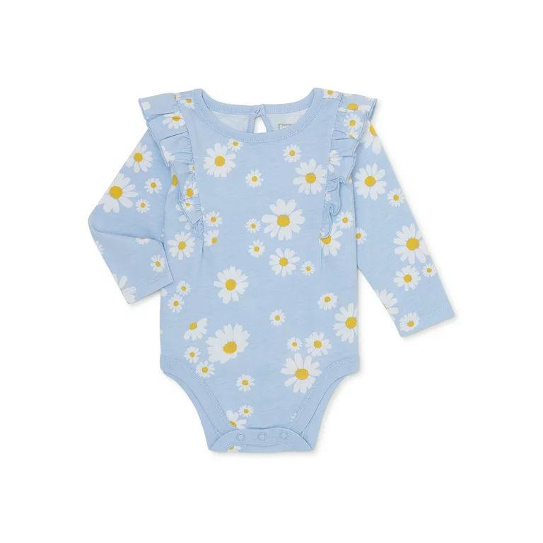 Garanimals Baby Girl Print Bodysuit with Ruffle Long Sleeves, Sizes 0M-24M | Walmart (US)