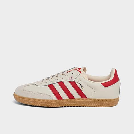 adidas Big Kids Originals Samba OG Valentine's Day Casual Shoes in Cream White/Better Scarlet/Gum Size: 5.5 | Finish Line (US)
