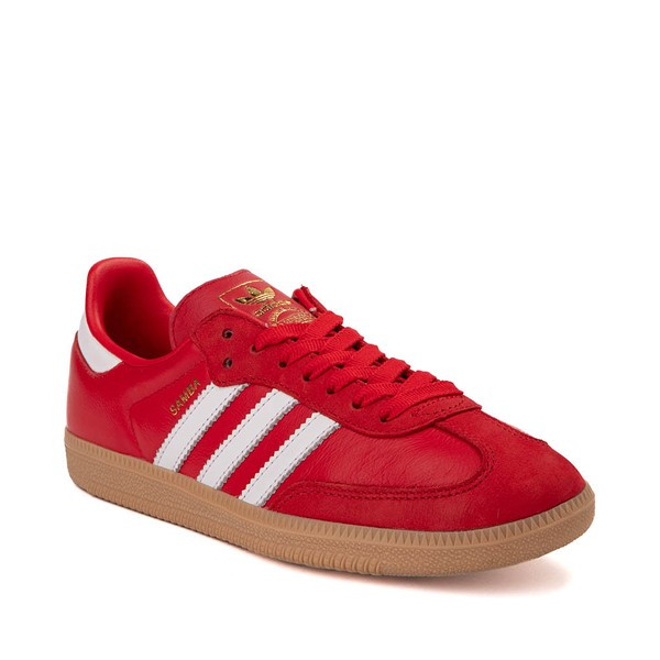 Womens adidas Samba OG Athletic Shoe - Better Scarlet / White / Gold Metallic | Journeys