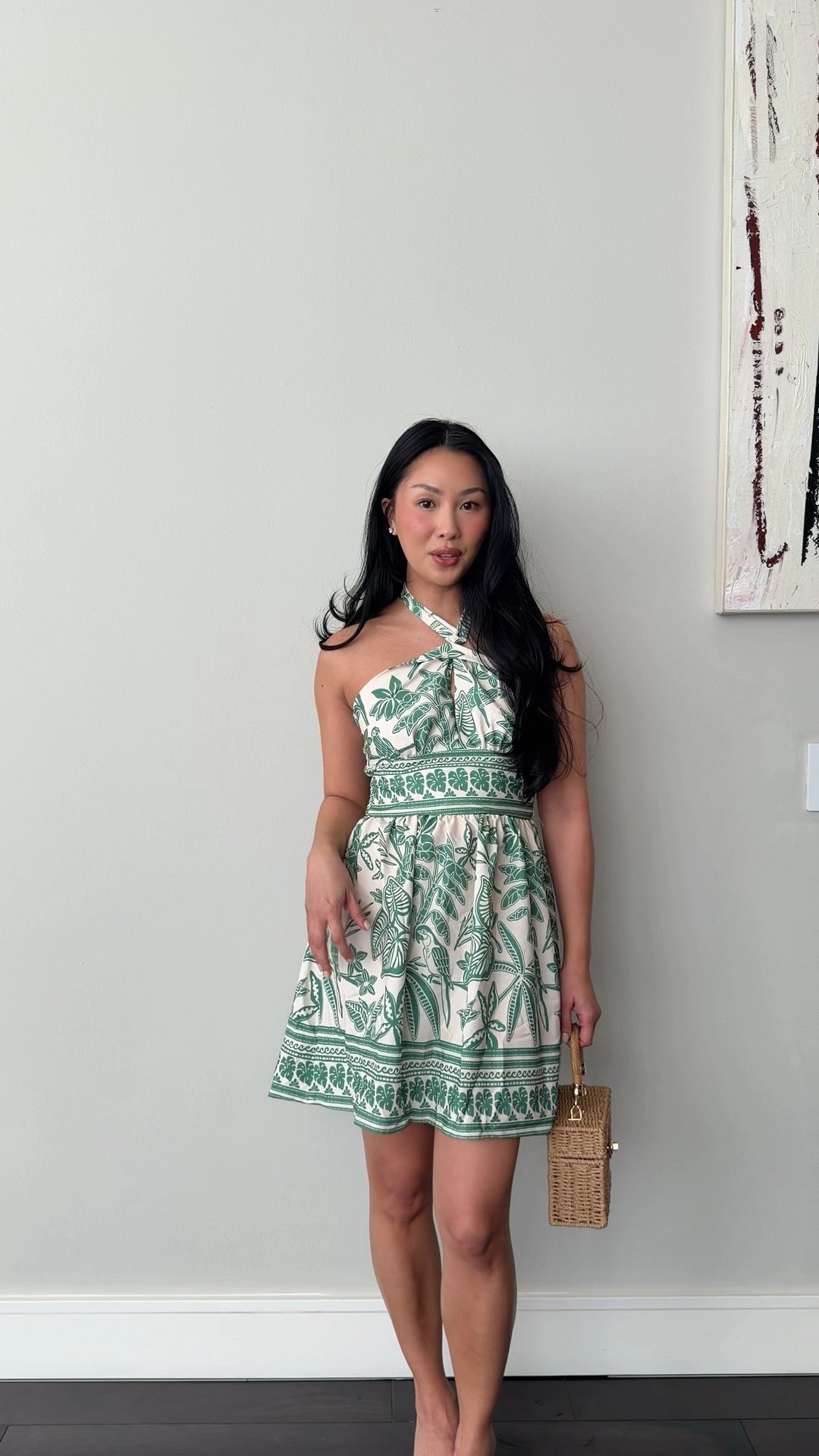 The stress really looks like something farm Rio would make. I love the halter neck detail in this and the length is so perfect. This would make such an amazing piece to add into your suitcase for spring break! 
￼

#LTKSwim #LTKootd #LTKTravel