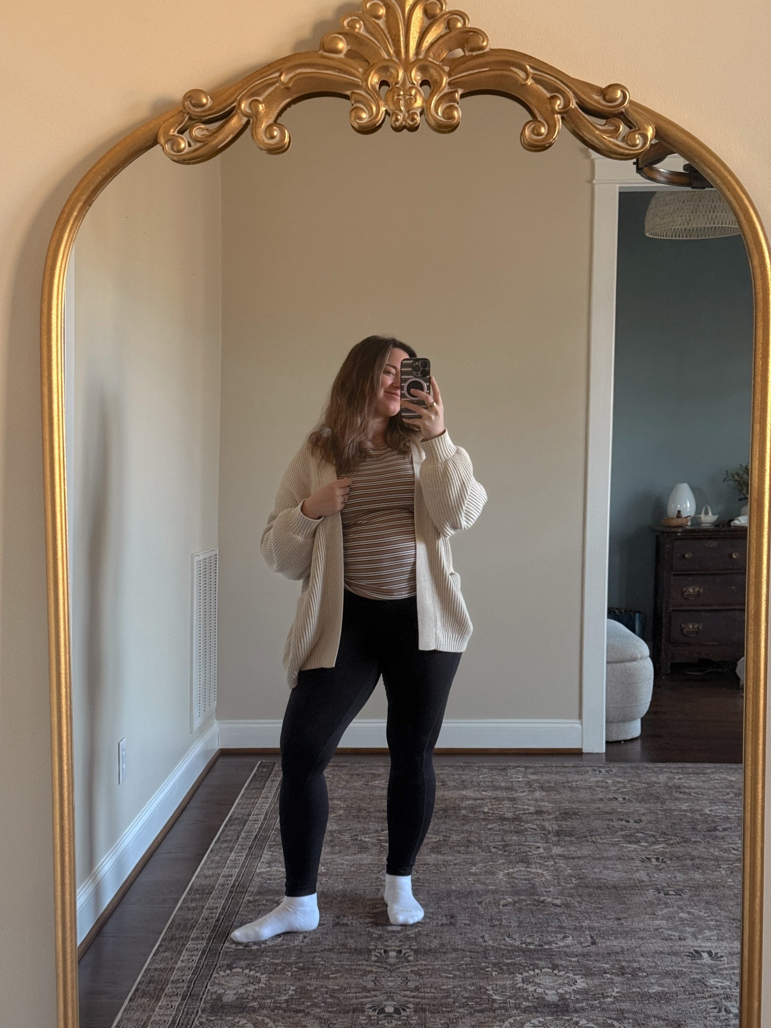 WFH ootd! It’s cold today so we’re dressed cozyyy. 
Long sleeve is a large
Leggings are a mediumm
Cardigan is a medium 

#LTKootd #LTKSeasonal #LTKdayinmylife