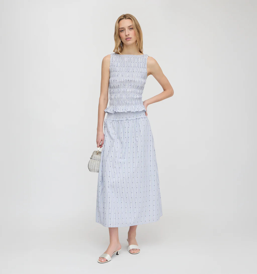 The Delphine Nap Skirt - Blue Swiss Dot | Hill House Home US