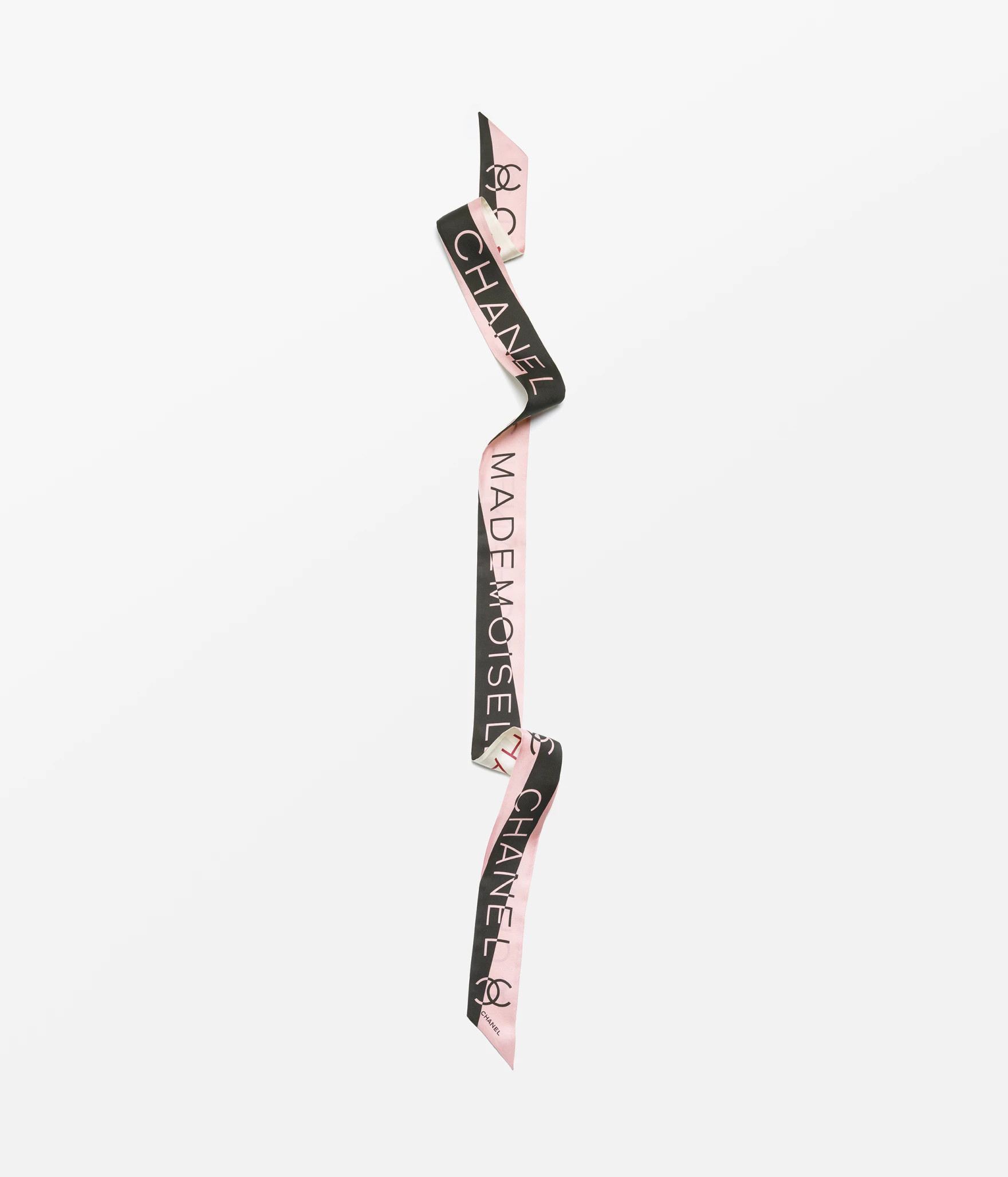 Slim bandeau - Silk twill, light pink, black & ecru — Fashion | CHANEL | Chanel, Inc. (US)