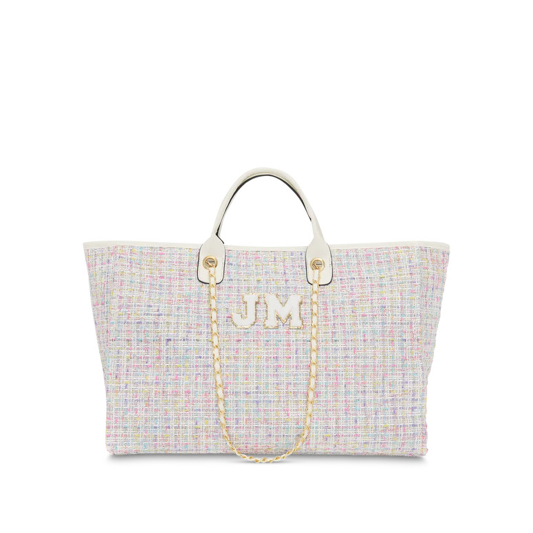 Lily & Bean Pastel Multi Tweed Jumbo Tote with Chenille Initials | Lily and Bean
