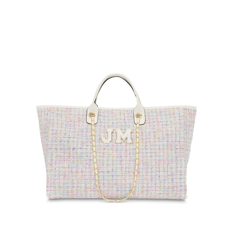 Lily & Bean Pastel Multi Tweed Jumbo Tote with Chenille Initials | Lily and Bean