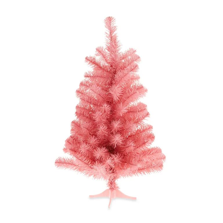 24" Non-Lit Sutter Pink Spruce Artificial Christmas Tree by Holiday Time | Walmart (US)