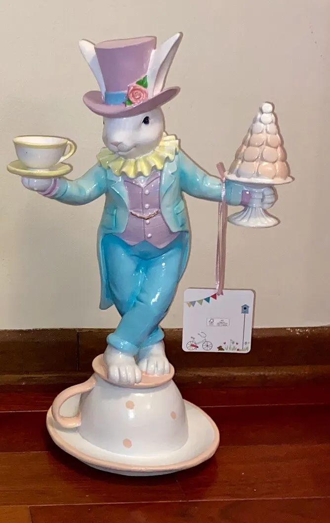 Resin Juggling Teacup Macaroons Bunny Figurine Easter Decor Spring Decoration  | eBay | eBay US