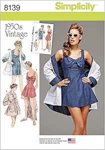 Simplicity 8139 1950's Vintage Fashion Women's Bathing Dress and Beach Coat Sewing Pattern, Sizes... | Amazon (US)