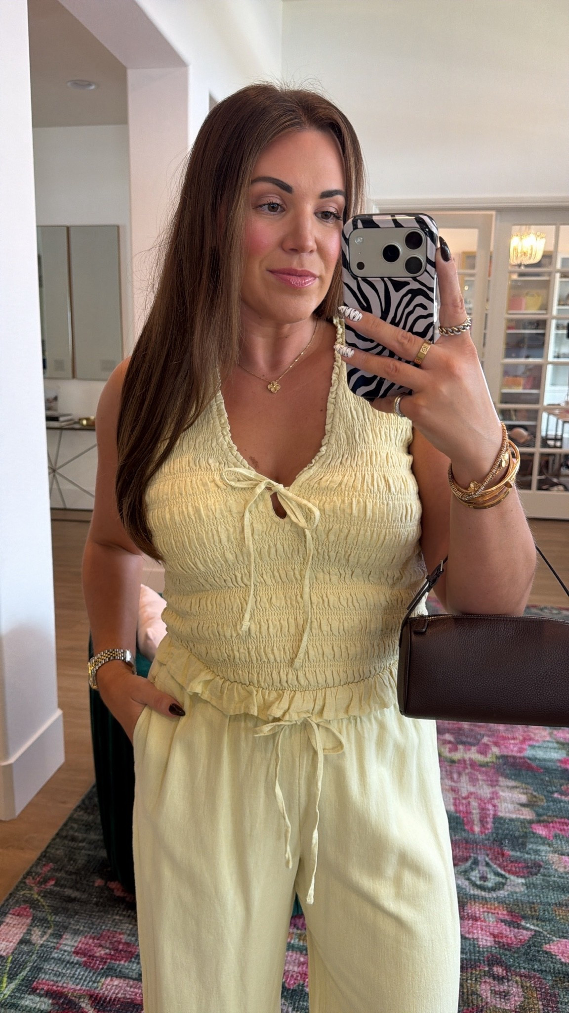 curvy midsize end of summer look! wearing size medium in butter yellow tank and medium petite in pants (i’m 5’5!) 💛 paired with chocolate brown accessories!

#LTKSeasonal #LTKMidsize