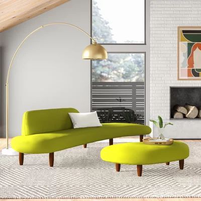 Adah Curved 118.1" W Armless Sofa Fabric: Lime Green | Wayfair North America