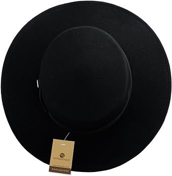 NYFASHION101 Wool Wide Brim Porkpie Fedora Hat w/Simple Band Accent | Amazon (US)