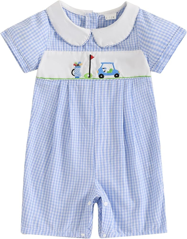 Baby Boy Rompers Half Button-up Jumpsuit Short Sleeve Bodysuit Summer Clothes | Amazon (US)