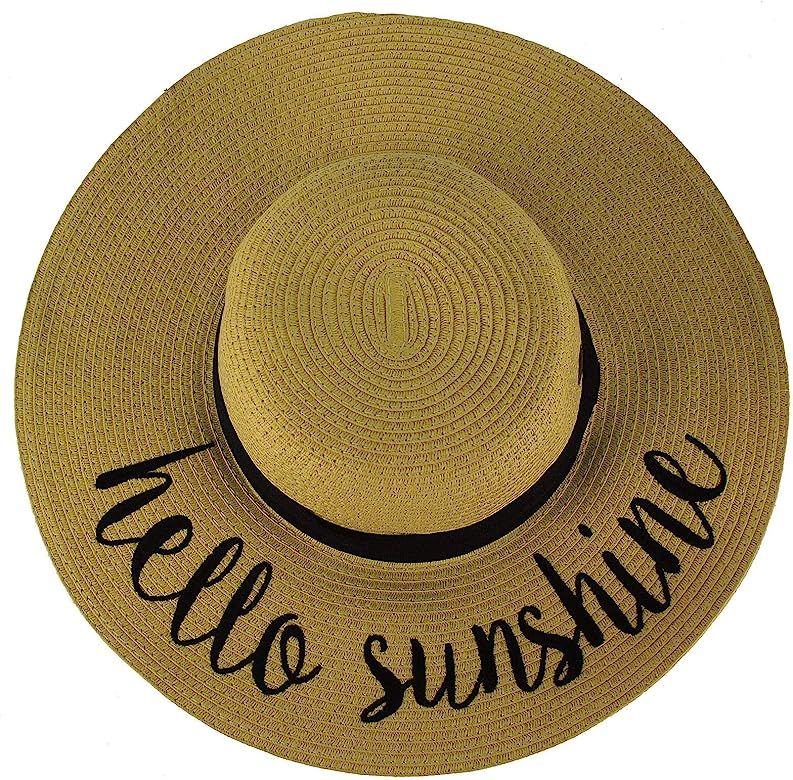 Fun Verbiage Elegant Wide Brim 4" Summer Derby Beach Pool Floppy Dress Sun Hat | Amazon (US)