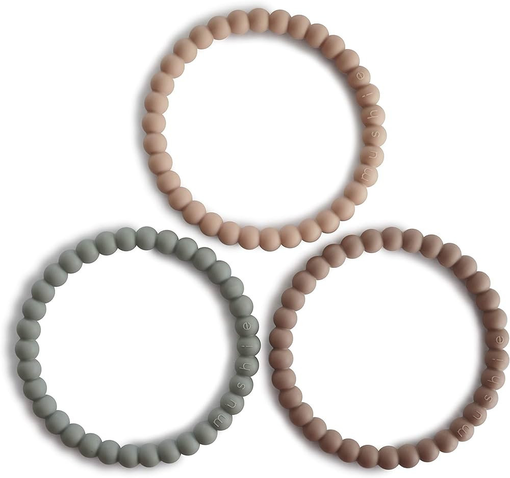 mushie Pearl Teether Bracelet | 3-Pack (Clary Sage/Tuscany/Desert Sand) | Amazon (US)