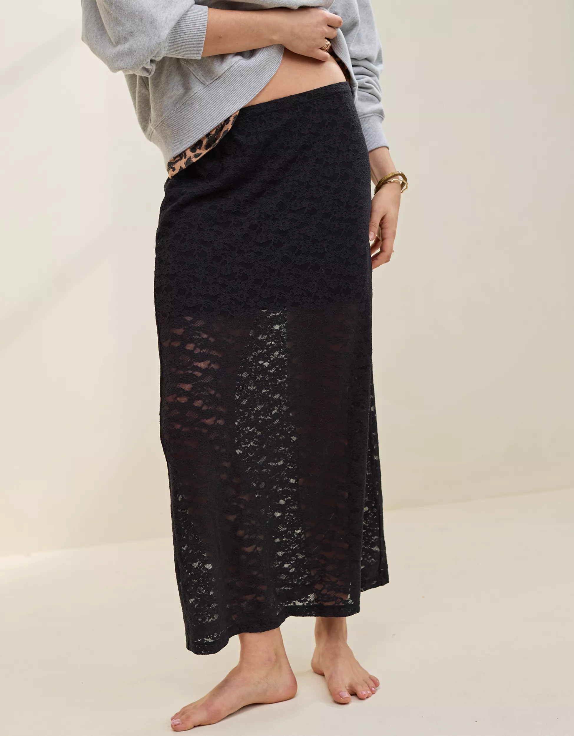 Aerie Vintage Lace Midi Skirt | Aerie