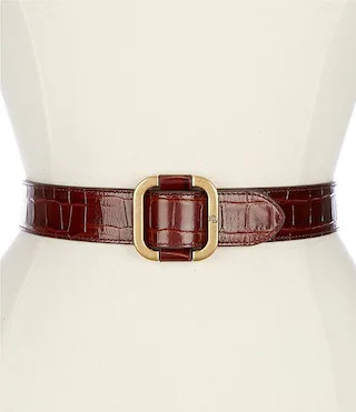 Lauren Ralph Lauren 1.75" Glossy Crocodile Embossed Leather Slide Buckle Belt | Dillard's | Dillard's