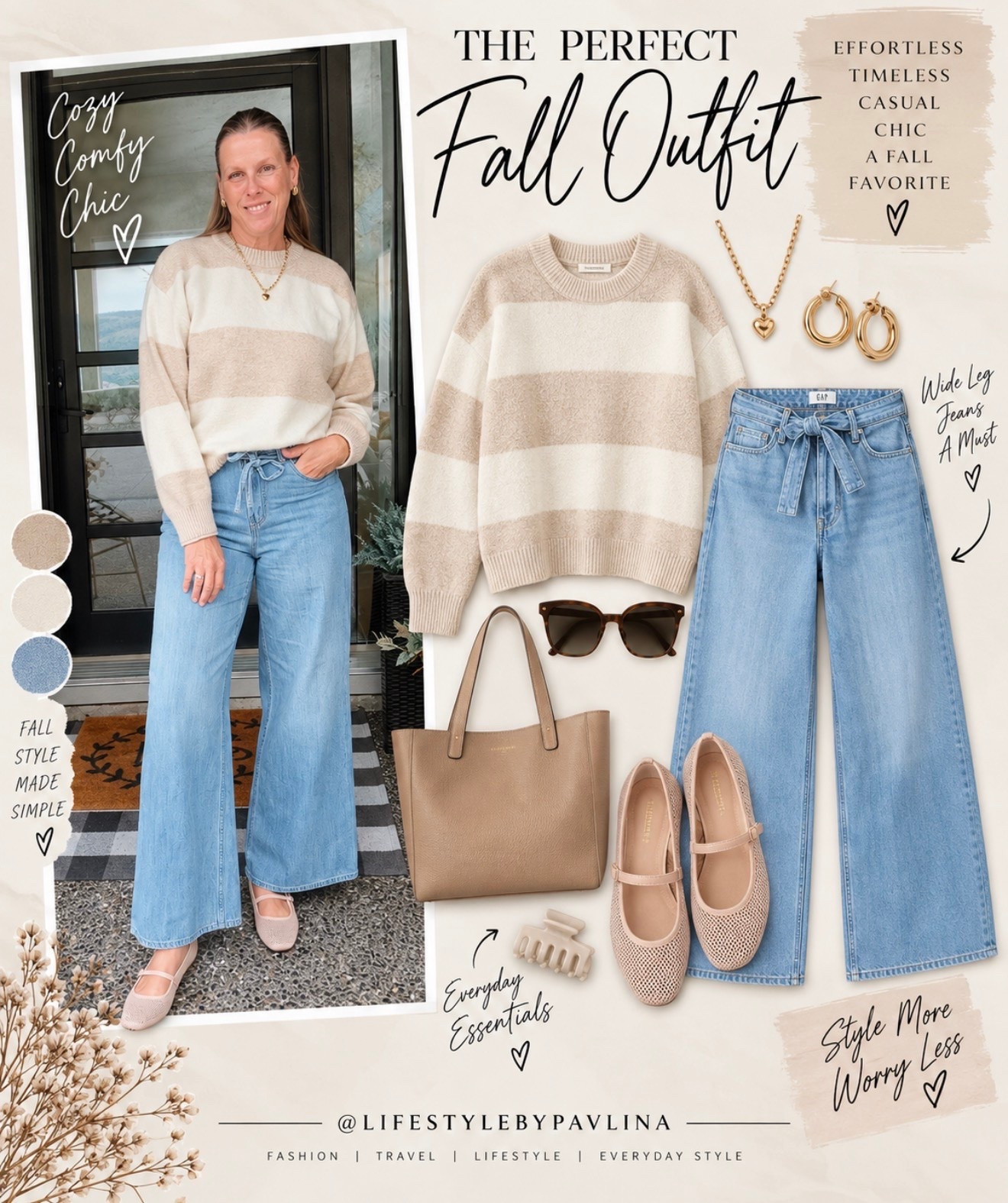 Neutral chic fall style

Wide leg jeans, fall sweater 
Effortless outfit

#LTKfall #LTKjeans #LTKsale