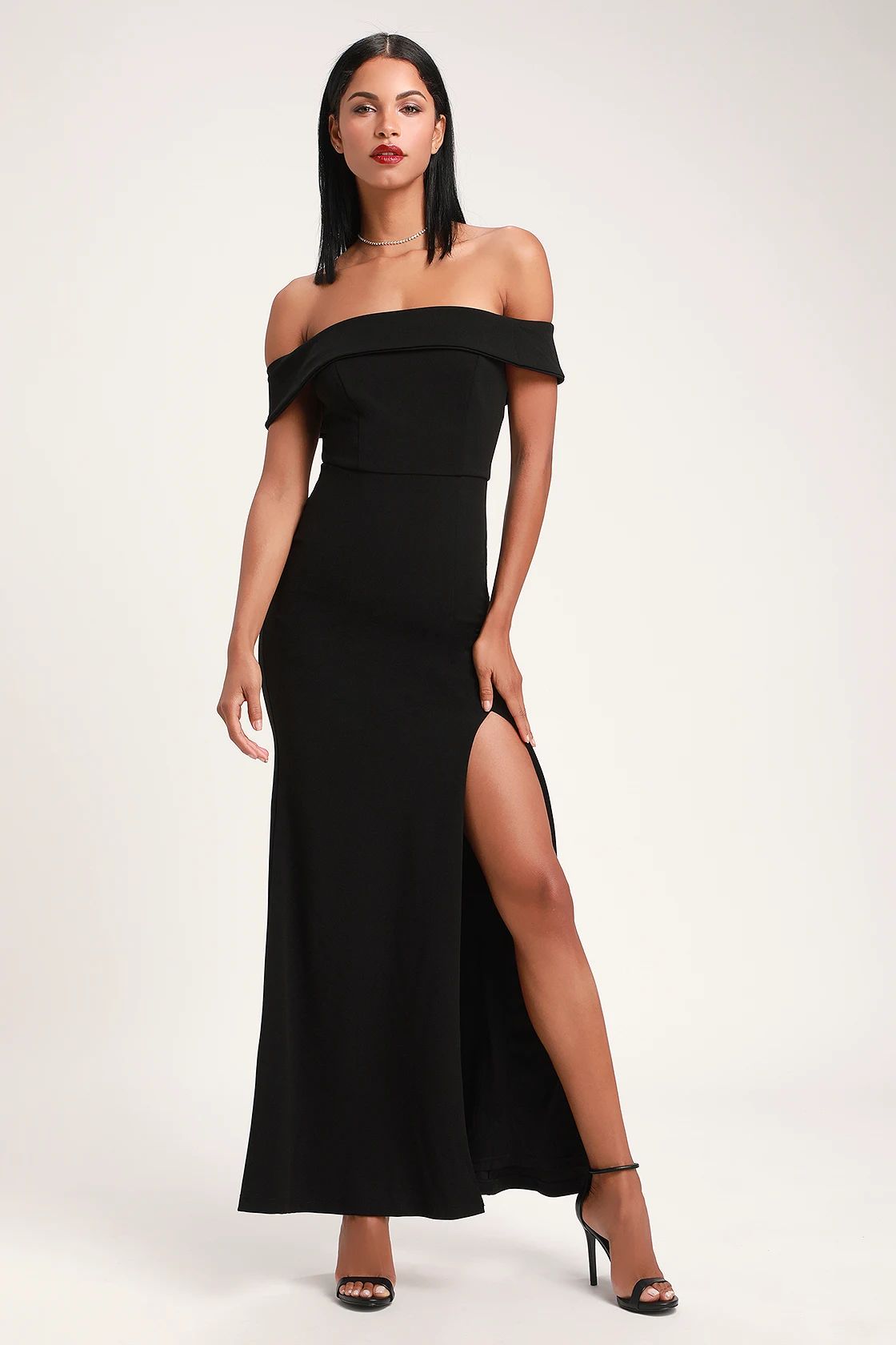 Aveline Black Off-the-Shoulder Maxi Dress | Lulus (US)