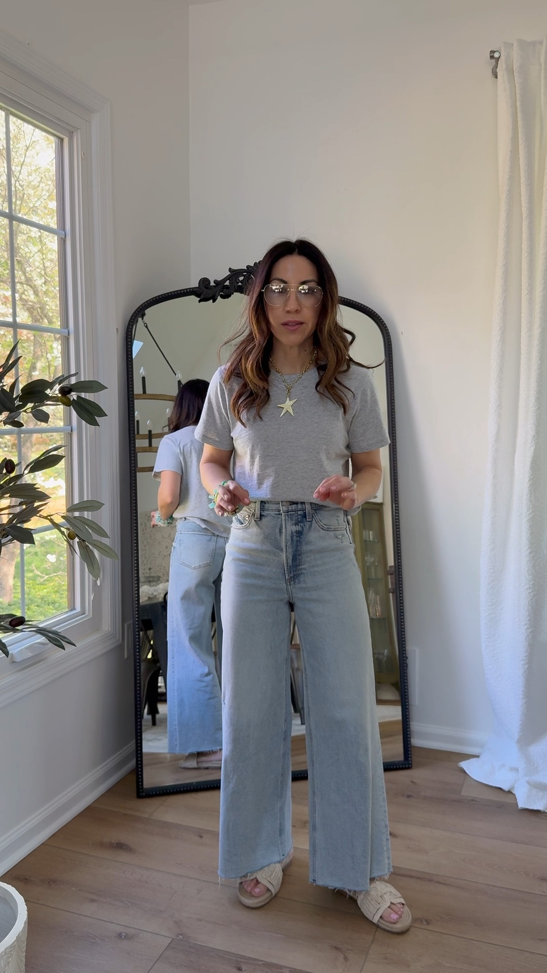 Pistola jeans, 20% offsite wide Jeans 26. Tee small. Sandals tts. Jewelry code HOUSEOFLEO20. Glasses code TAMMY10AM. @Pistola Denim  

Wide leg jeans

#LTKPetite #LTKOver40 #LTKSaleAlert