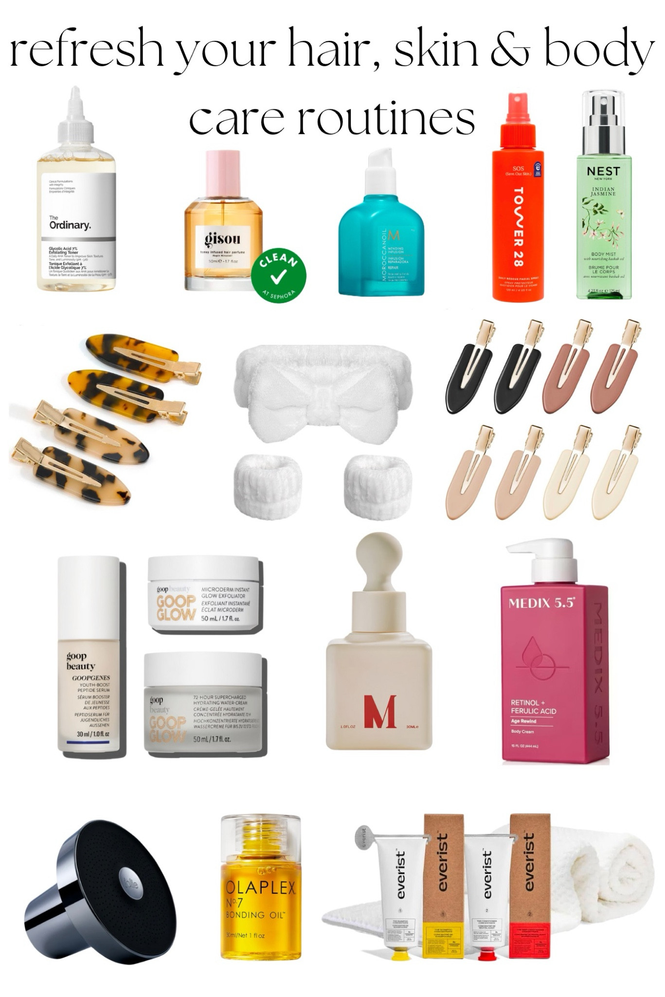 Refresh your hair, skin and body care routines for the new year! 
I love this bow head band and wrist band set. It’s like the Universe heard me recently when I said out loud I was so tired of water running down my arms when I splash my face to rinse it during cleansing!! Well my problem is now solved - who knew? LOL! These hair clips are all great. They hold your hair back while you are doing your makeup or applying serums or creams. They don’t leave any creases in even the finest hair, too. 
I’ve curated a great mix of hair, body and skin care items for you here - available at the click of a button and sent right to your door. 
Make self care a priority in 2025 because you are very much worth it! 
Skin care, hair care, body care, hair perfume, shampoo and conditioner, skin serums, goop glow, plasma for skin, Laura carson miller, beauty routine, 

#LTKBeauty #LTKFindsUnder50 #LTKStyleTip