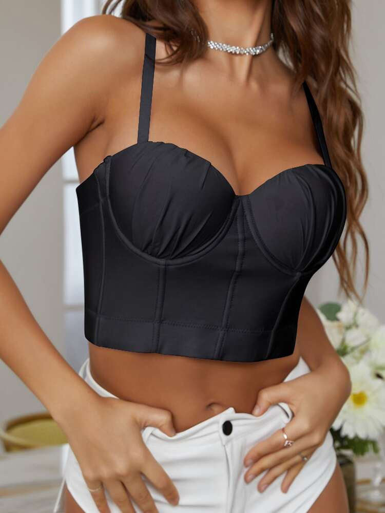 Apperloth A Ruched Corset Cami Top | SHEIN