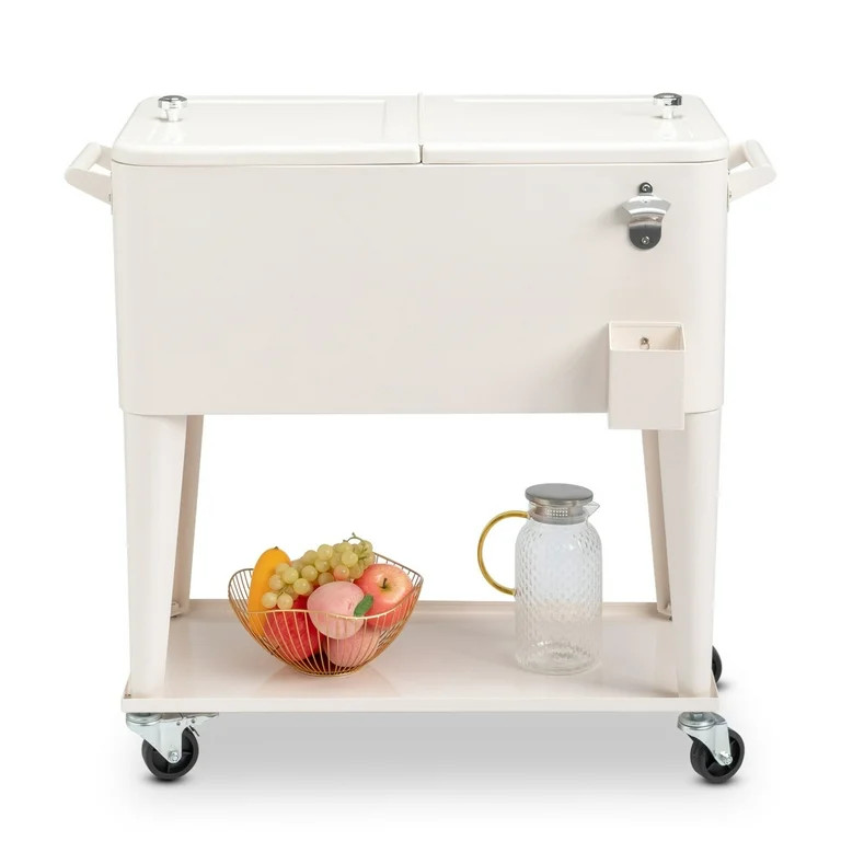 80 Quart Cooler with Wheels, Portable Patio Party Bar Outdoor Cooler Cart, with Shelf, Beverage P... | Walmart (US)