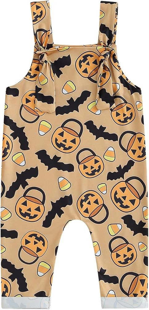 YOKJZJD Newborn Infant Baby Boy Girl Halloween Outfit Pumpkin Suspender Pants Bib Overalls Jumpsu... | Amazon (US)
