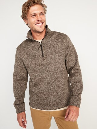Sweater-Fleece Mock-Neck Quarter-Zip Sweatshirt for Men | Old Navy (US)