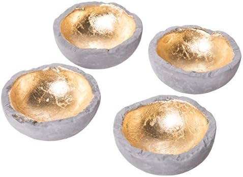 Red Co. Tiny Magnificent Round Decorative Cement Bowl with Glossy Gold Leaf Inner Lining, Set of ... | Amazon (US)