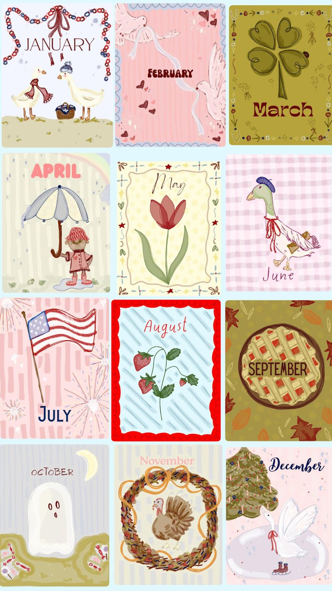 2026 monthly planner with the cutest folk art month pages. Each month has a dedicated page with a... | Etsy (US)