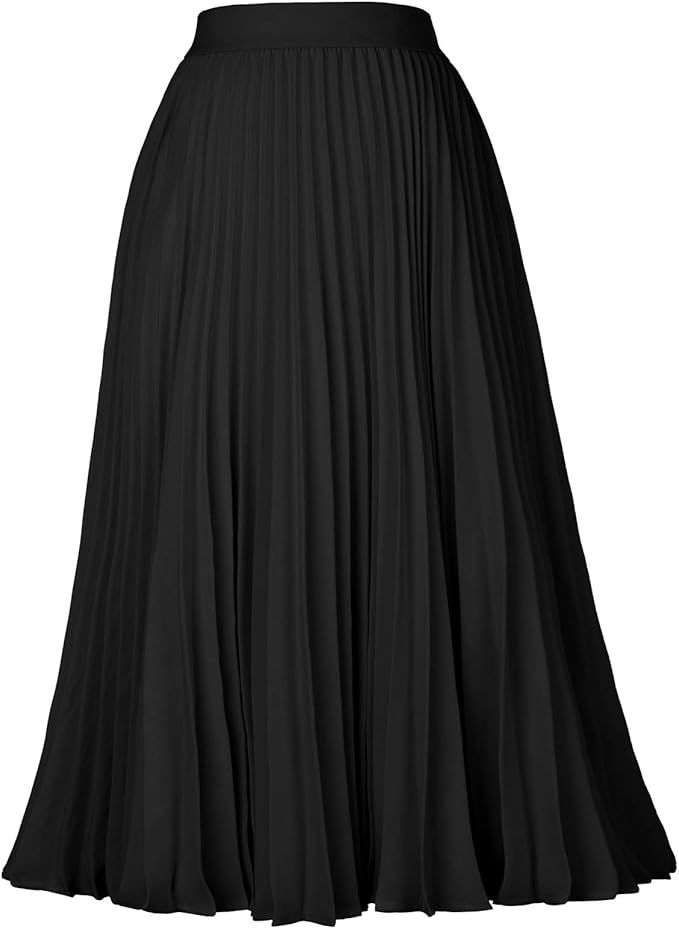 Kate Kasin Women's Pleated Midi Skirt Summer A-line Skirt Black Size S KK659-3 at Amazon Women’... | Amazon (US)